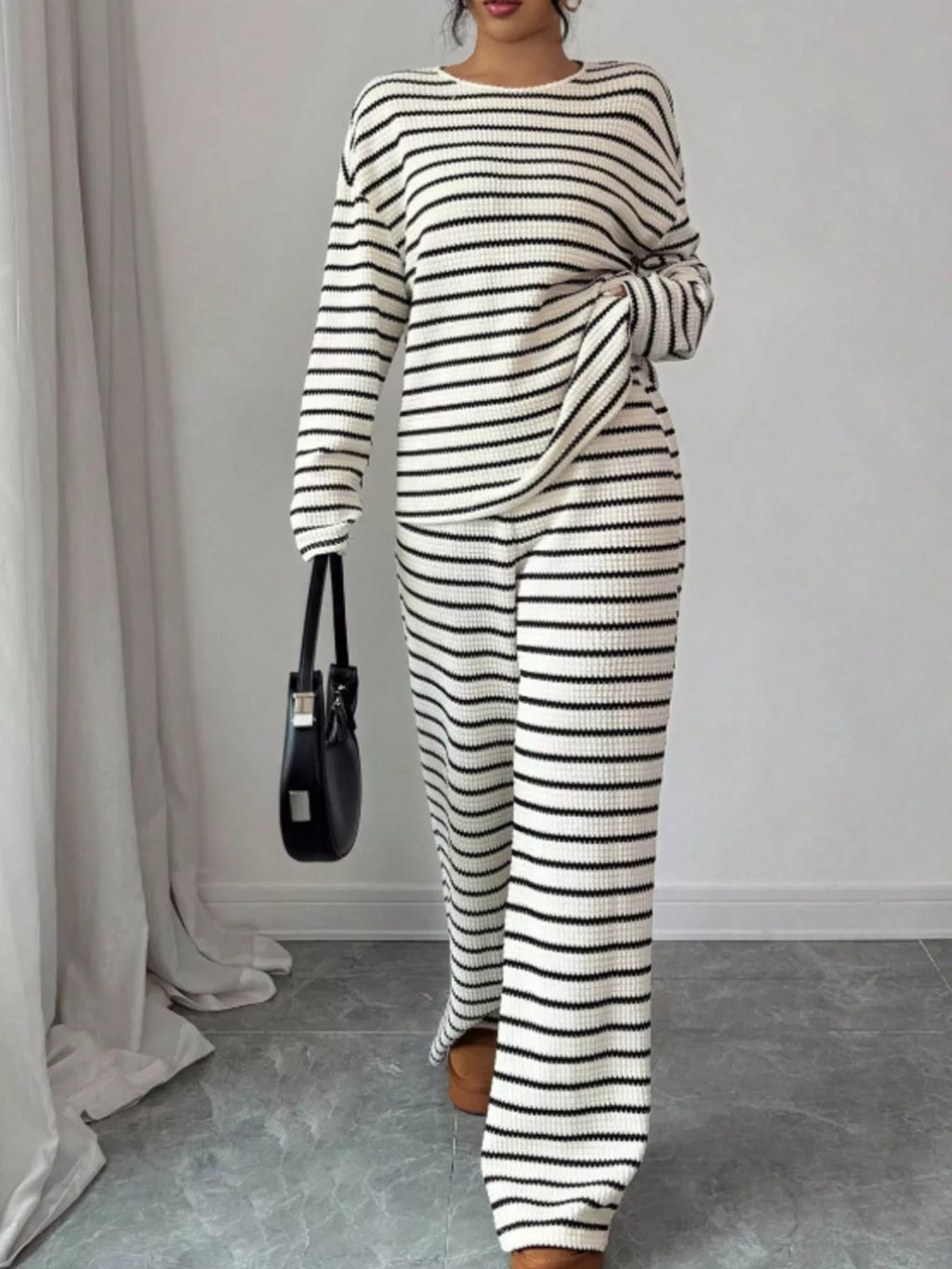 Striped Relaxed Fit Top and Pants Set