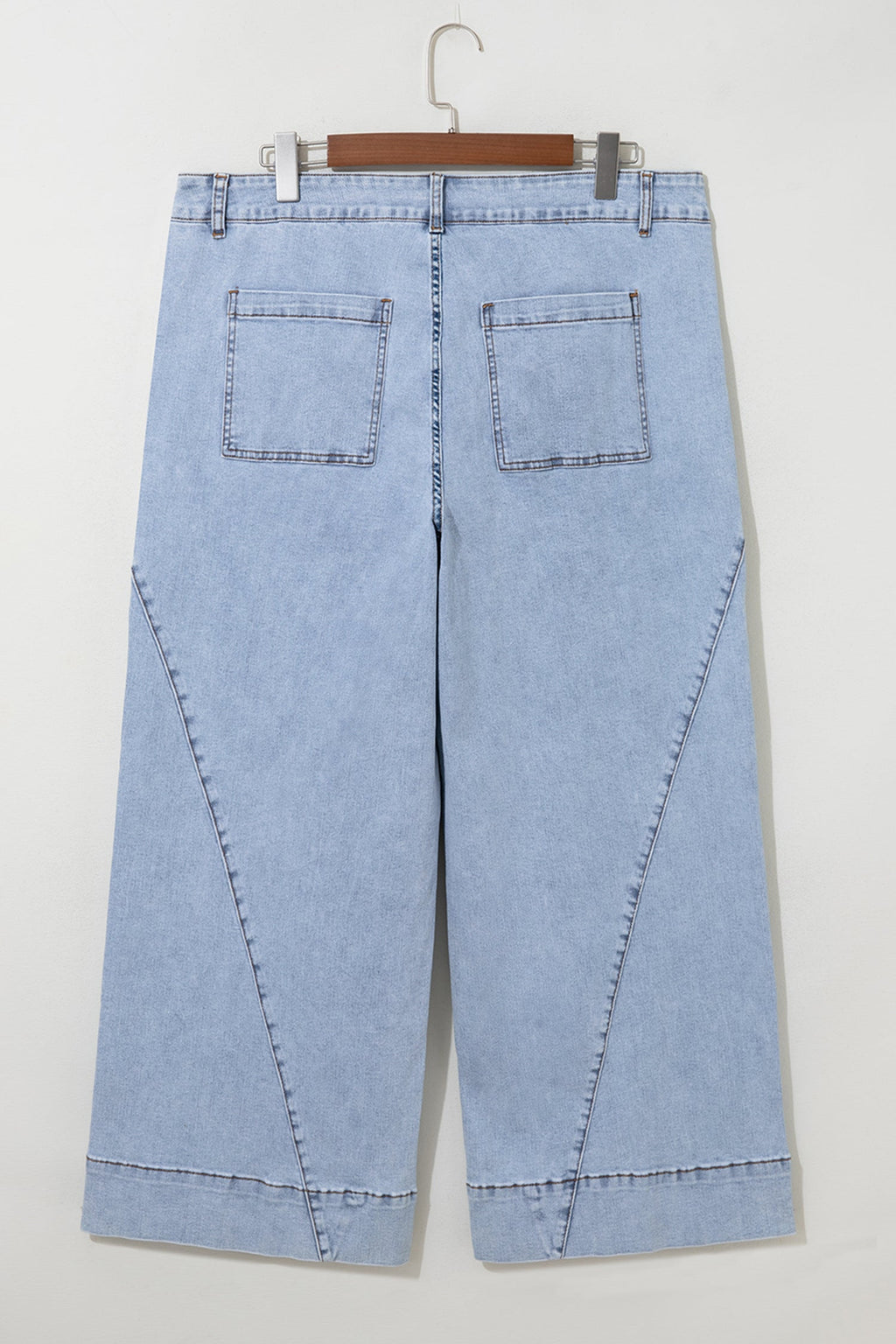 Beau Blue Solid Paneling Loose Fit Plus Size Jeans