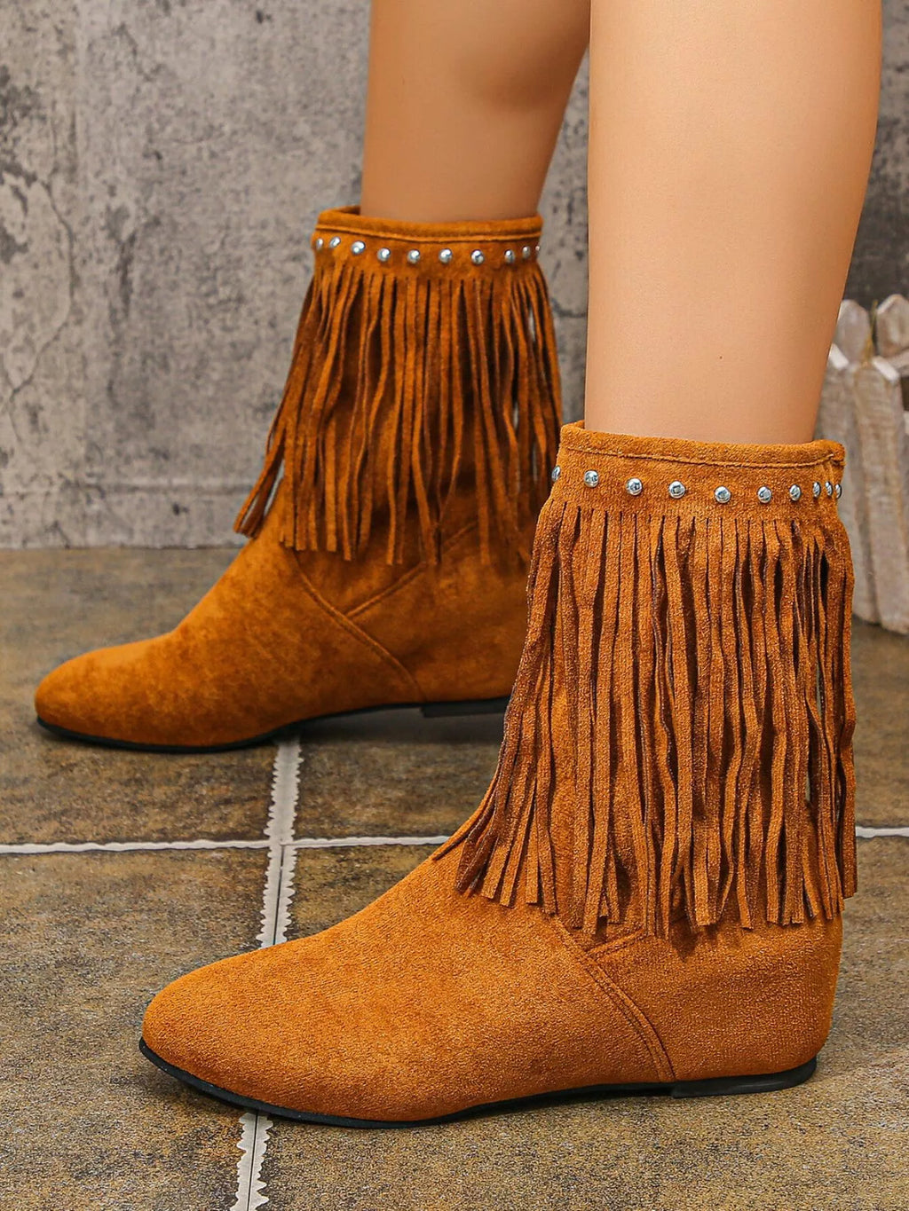 Fringe Boots with Studded Details