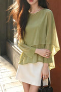 Layered Flutter Sleeve Chiffon Blouse