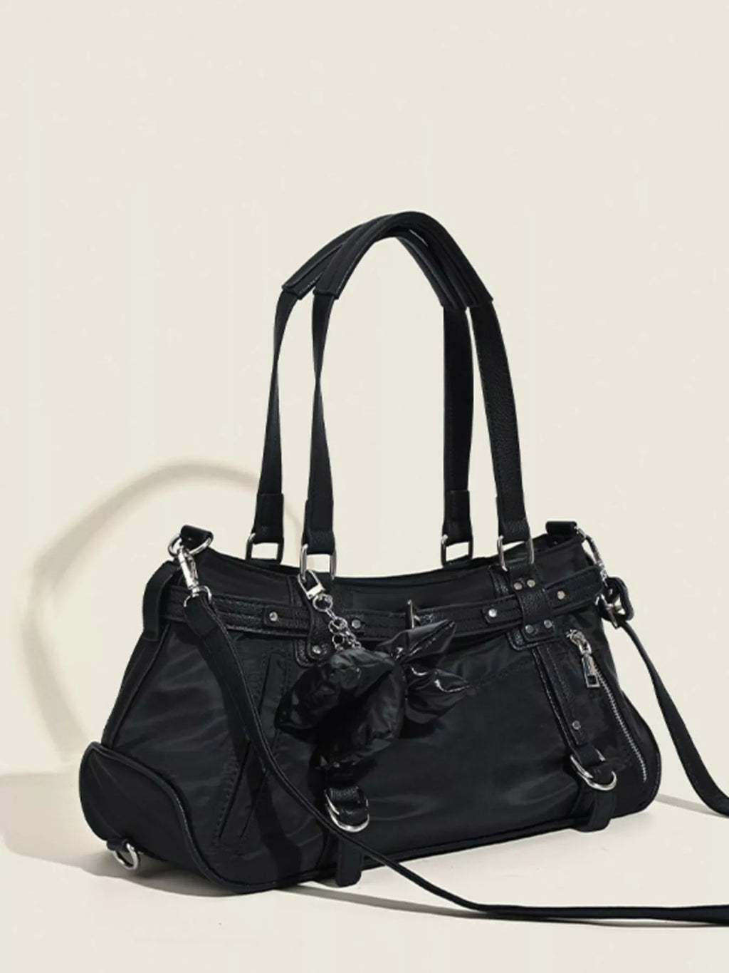 Buckle Decor Leather Handbag