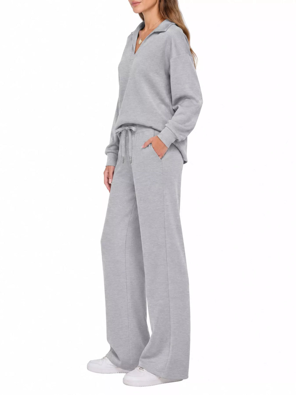 Dropped Shoulder Top and Pants Set