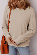 Solid Textured Long Sleeve Top