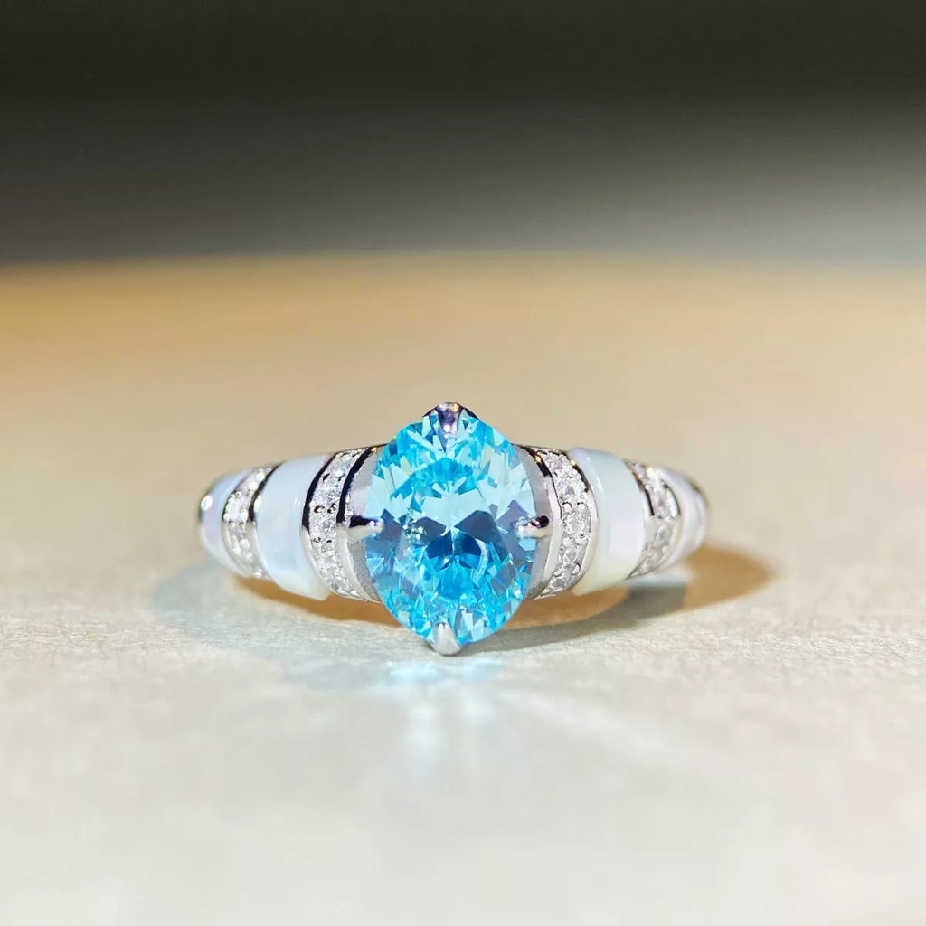 925 Sterling Silver Zircon Geometric Ring