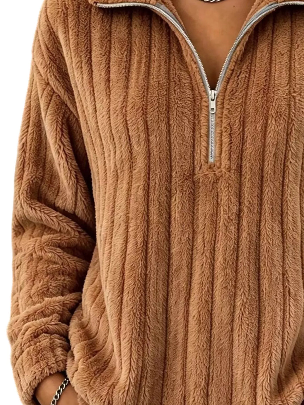 Quarter-Zip Dropped Shoulder Sweatshirt