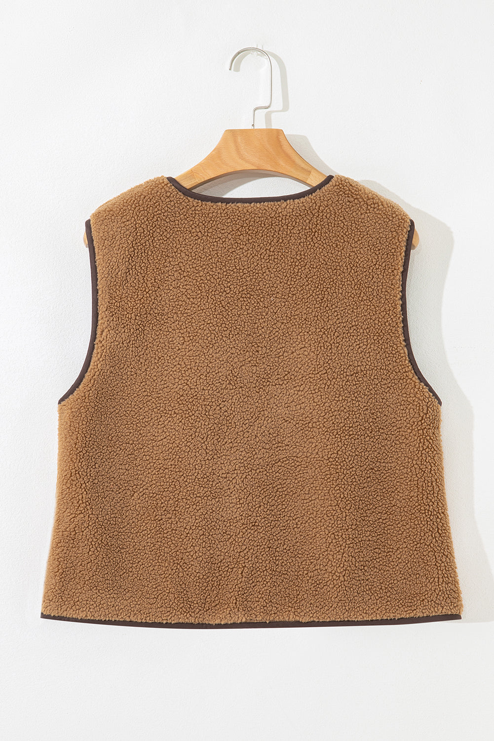 Contrast Trim Sherpa Tie-Front Vest