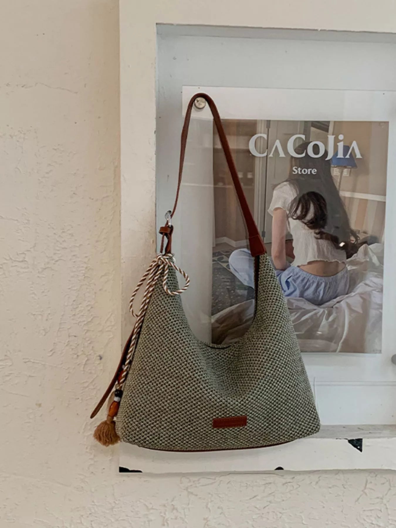 Tassel Woven Shoulder Bag