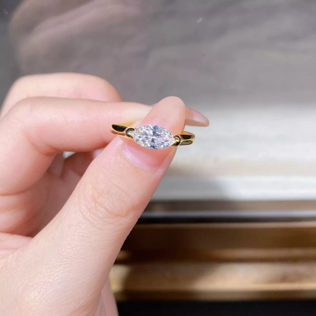 925 Sterling Silver Marquise-Cut Ring