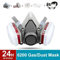 Original 6200 Reusable Respirator Half Face Cover Gas Mask With Fog-proof Glasses For Painting Spray Polishing Work Safety Smoke