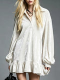 Full Size Velvet Ruffled Hem Long Sleeve Dress Plus Size
