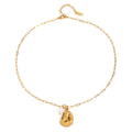 18K gold geometric oval with pearl design exquisite and noble necklace