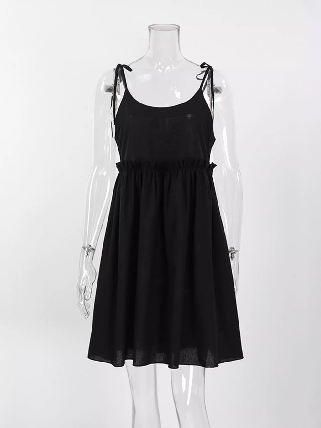 Frill Tie Shoulder Mini Dress