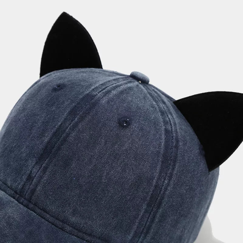 Washed Cat Ear Baseball Cap