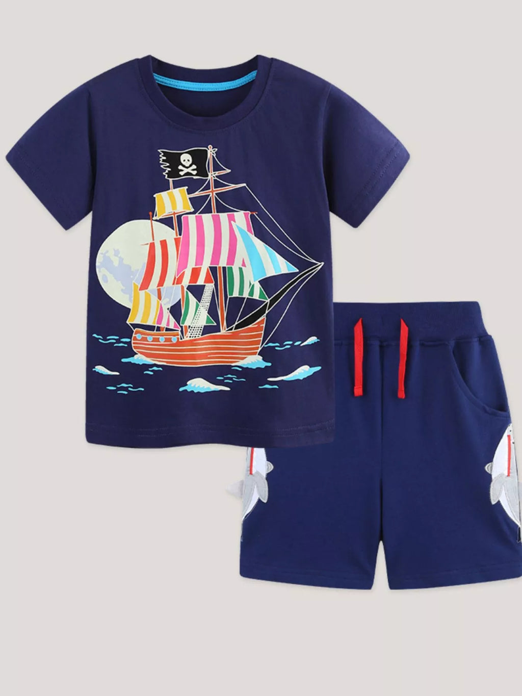 Children's Pirate Ship Graphic Tee & Shorts Set