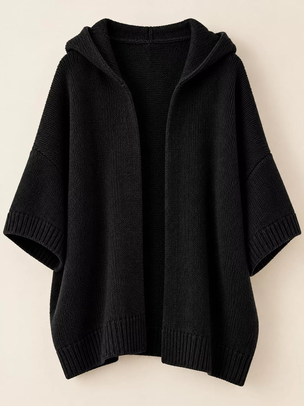 Full Size Hooded Open-Front Knit Cardigan Plus Size