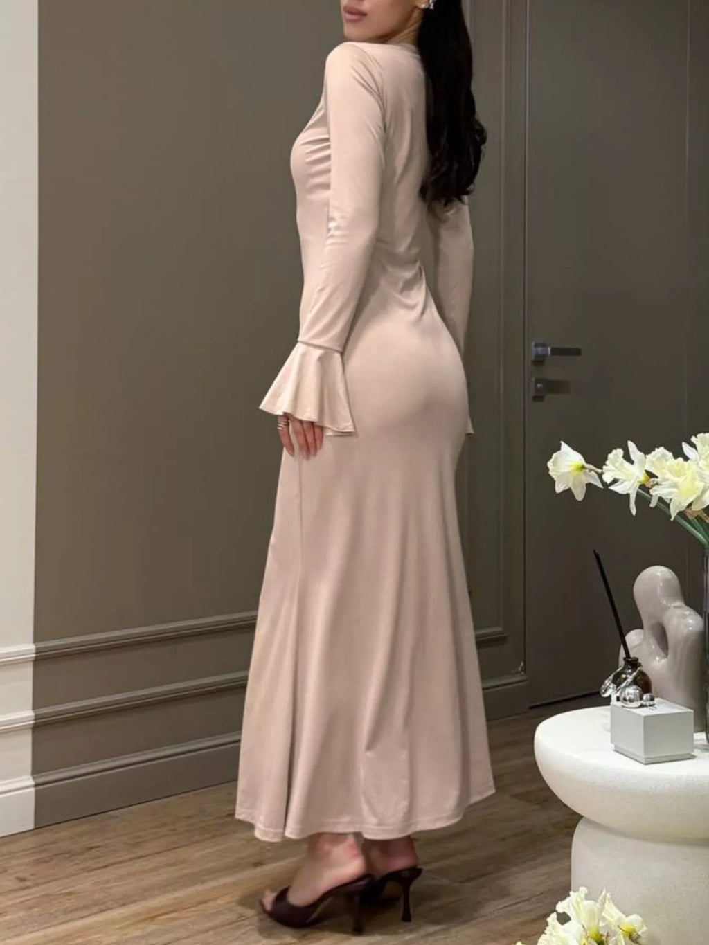 Button-Down Bodycon Maxi Dress