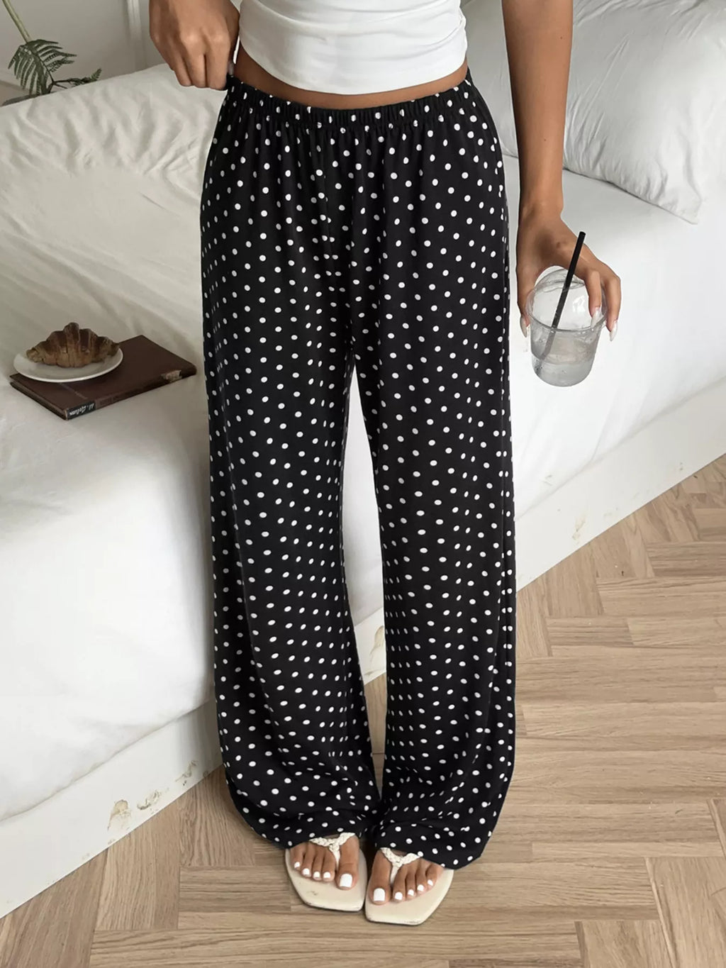 Polka Dot Wide-Leg Pants