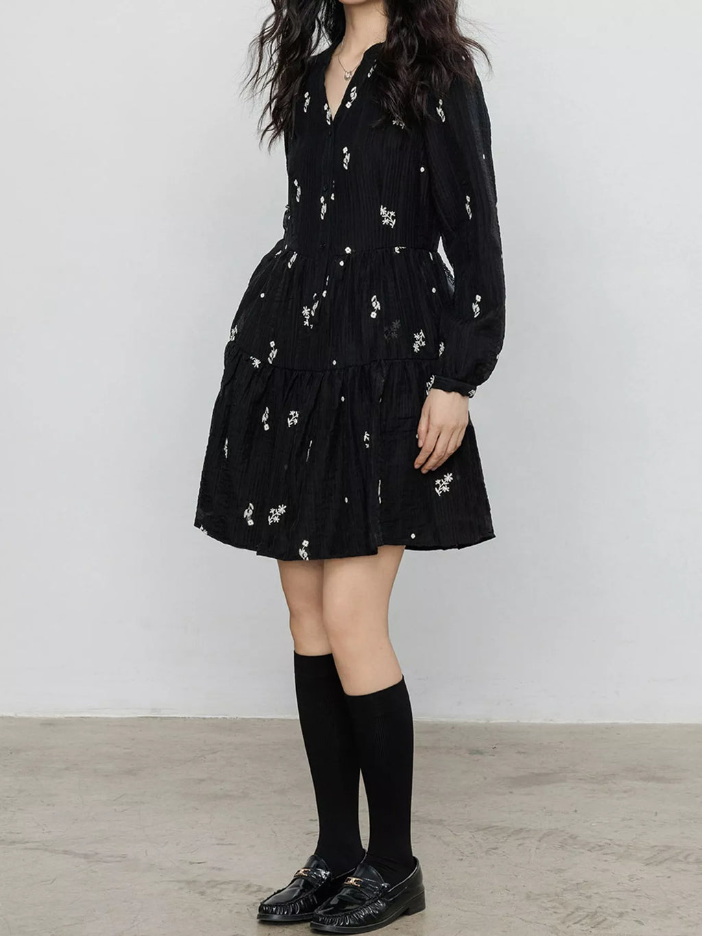 Floral Long Sleeve Mini Dress