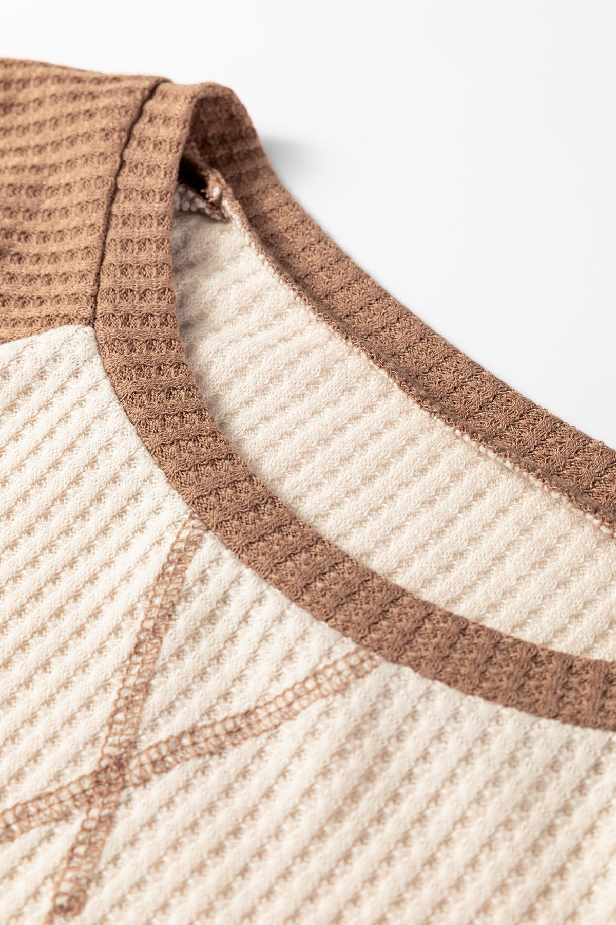 Colorblock Waffle Knit Raglan Sleeve Top