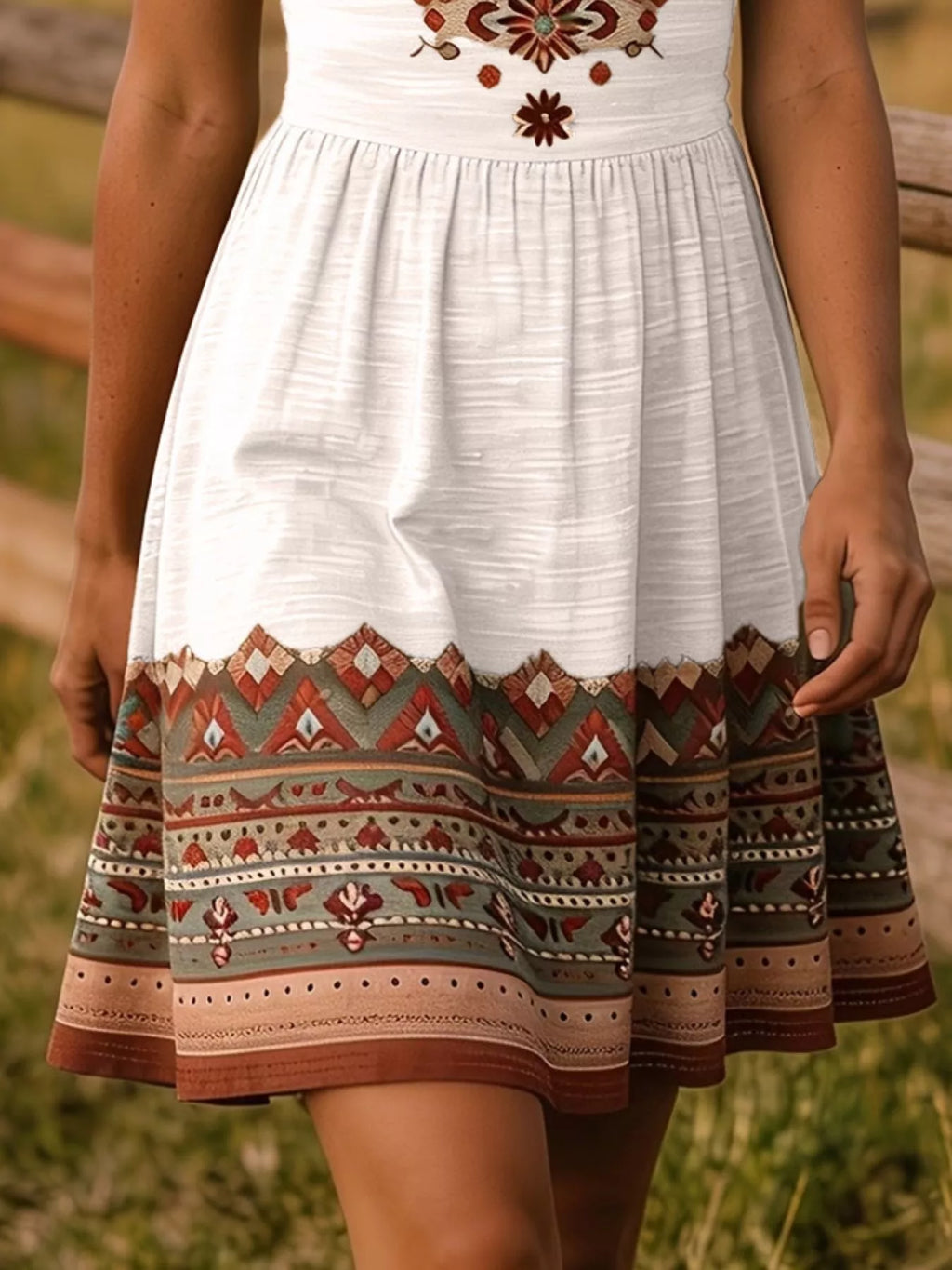 Tribal Print Sleeveless A-Line Summer Dress