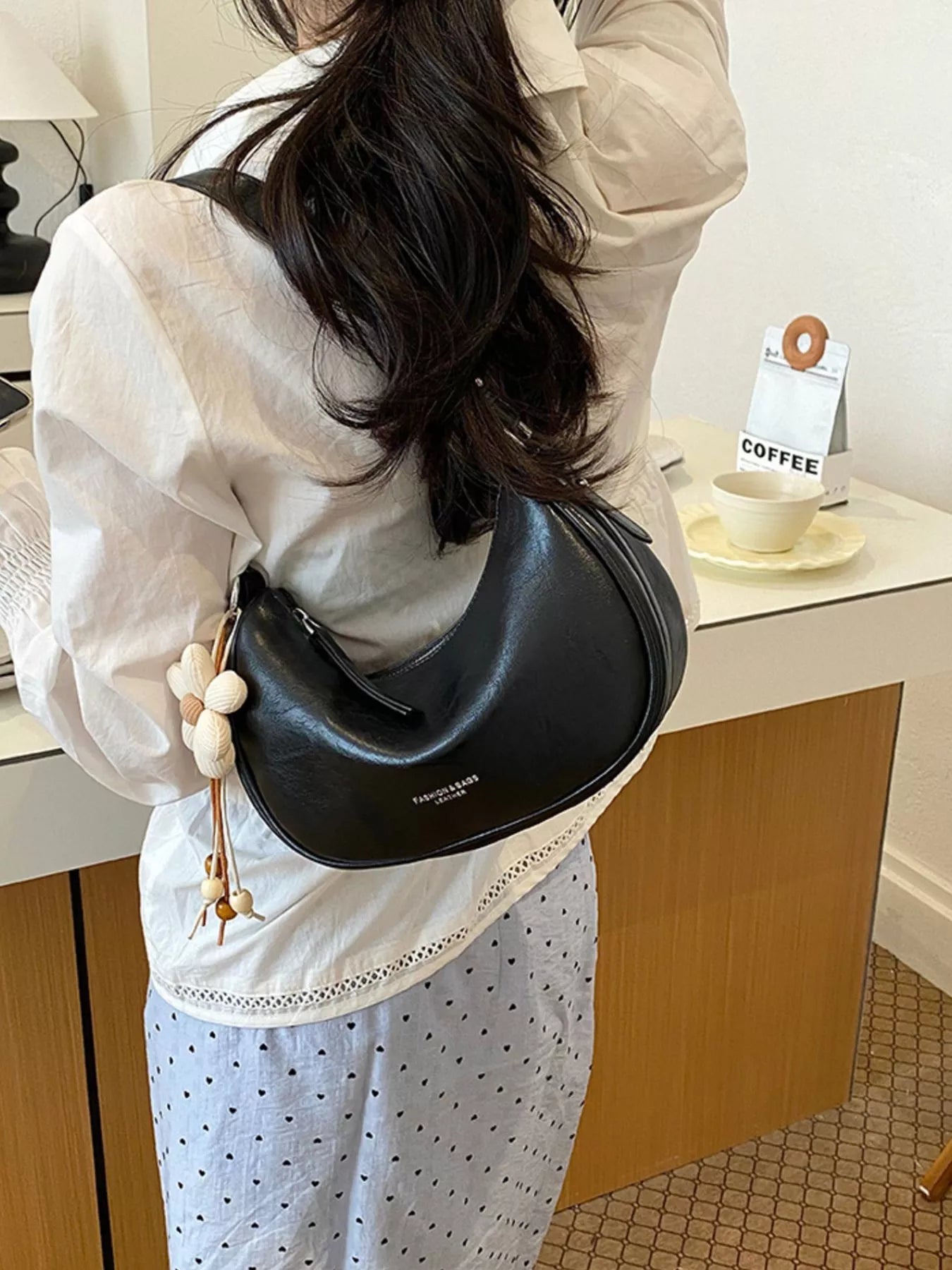 PU Leather Crescent Shoulder Bag