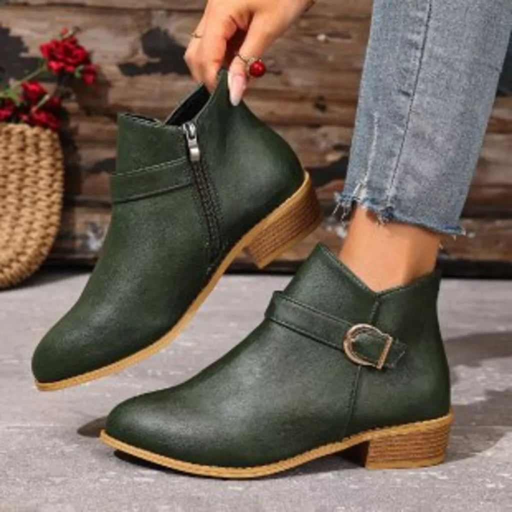 Point Toe Block Heels Boots