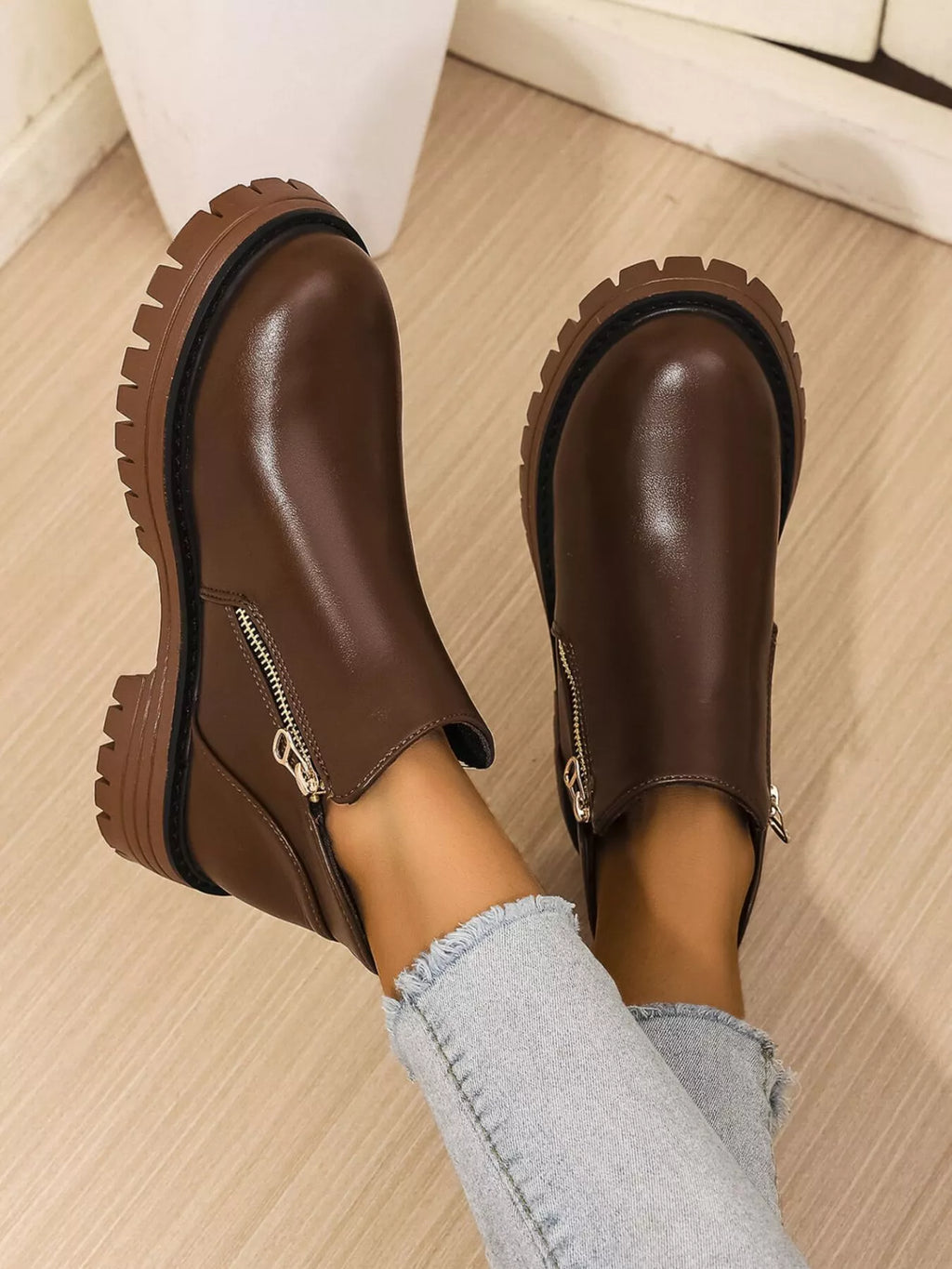 Leather Chelsea Boots with Side Zipper
