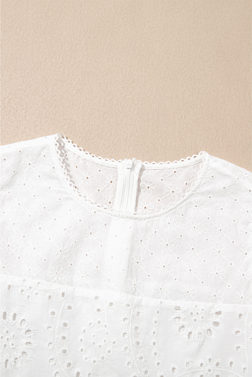 White Floral Eyelet Embroidered Sleeveless Shift Dress