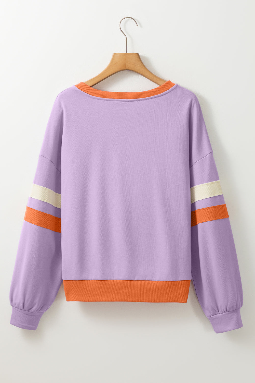 Colorblock Patchwork V-Neck Drop Shoulder Sweatshirt