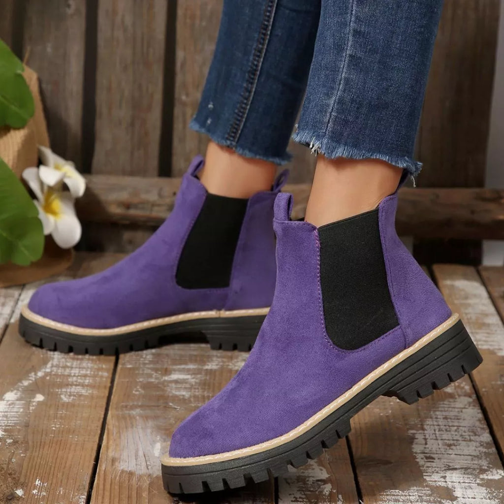 Round Toe Block Heels Boots