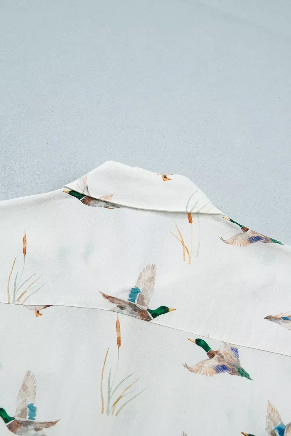 Mallard Printed Button Flap Pocket Short Sleeve Shirt