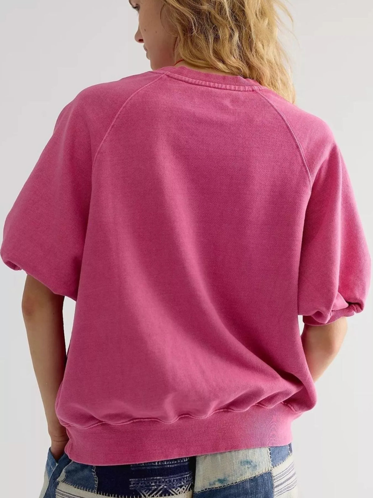 Full Size Raglan Short-Sleeve Sweatshirt Plus Size