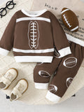 Children's Football Print Round Neck Top & Pants Set