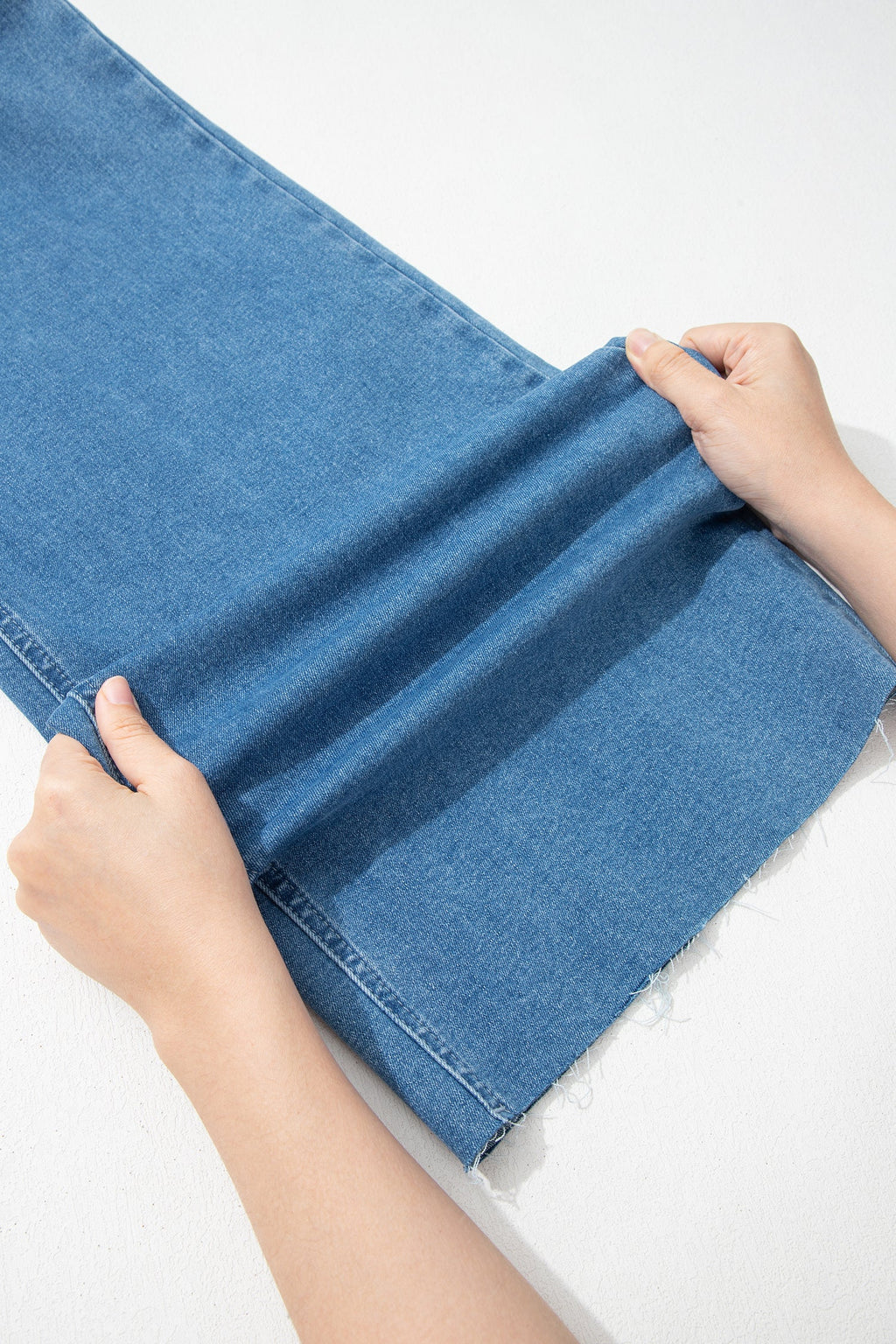 Dusk Blue Retro Washed Patch Pocket Stretchy Jeans