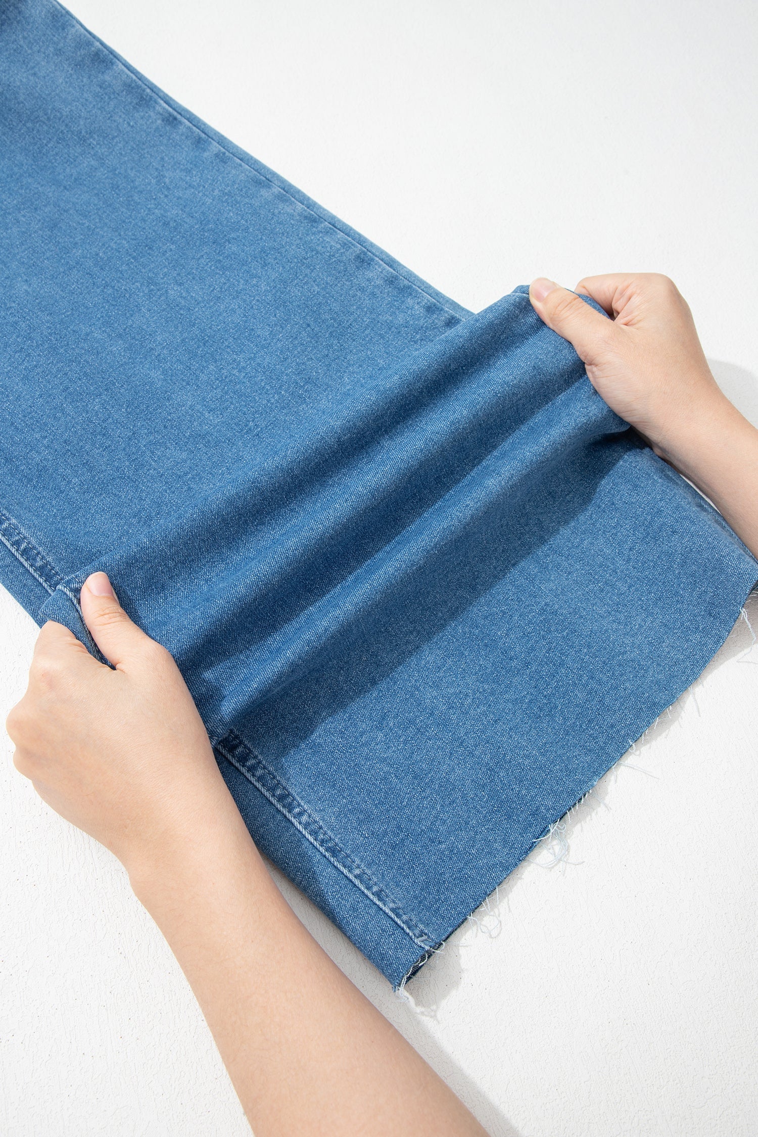 Dusk Blue Retro Washed Patch Pocket Stretchy Jeans