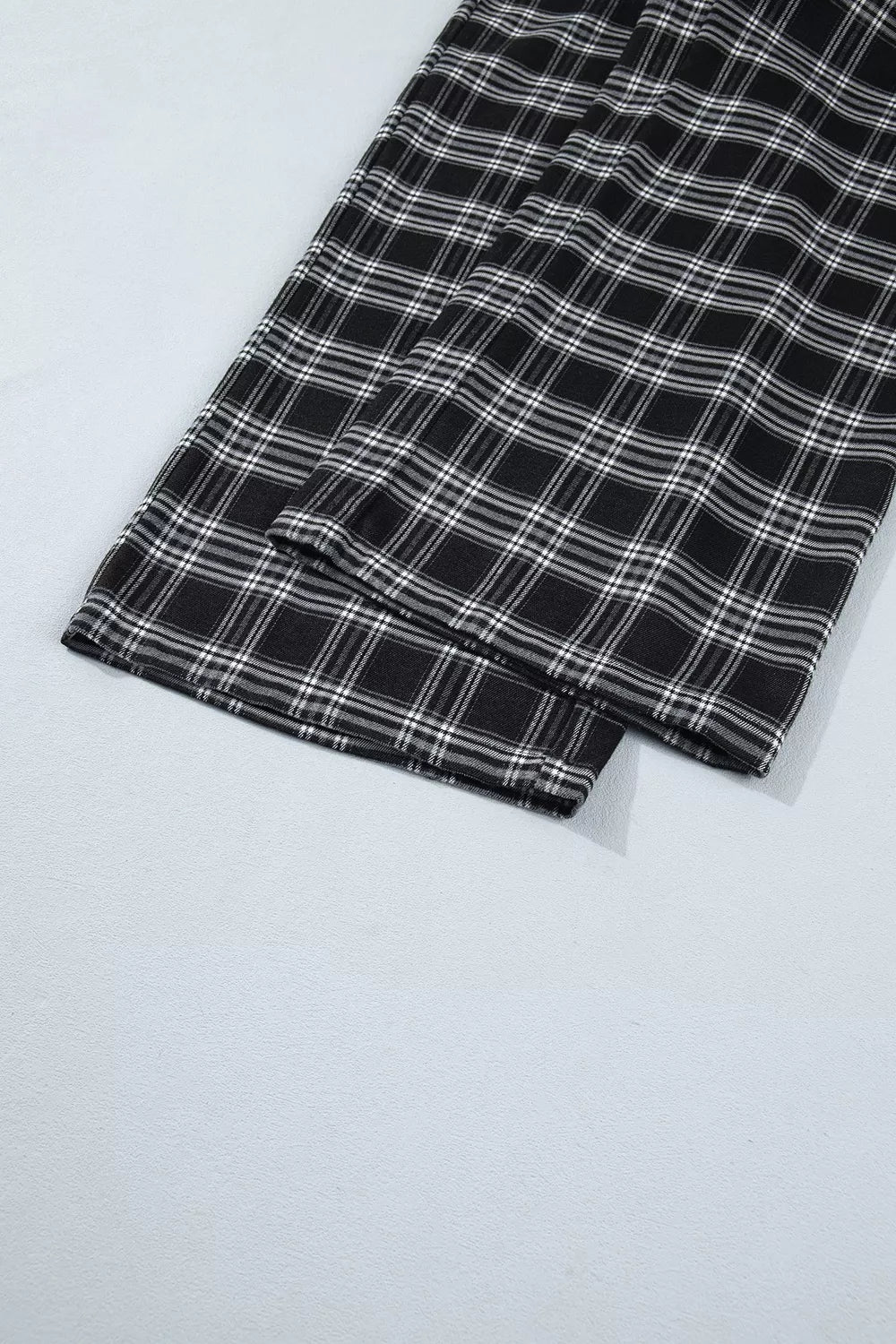 Plaid Wide-Leg Drawstring Pants