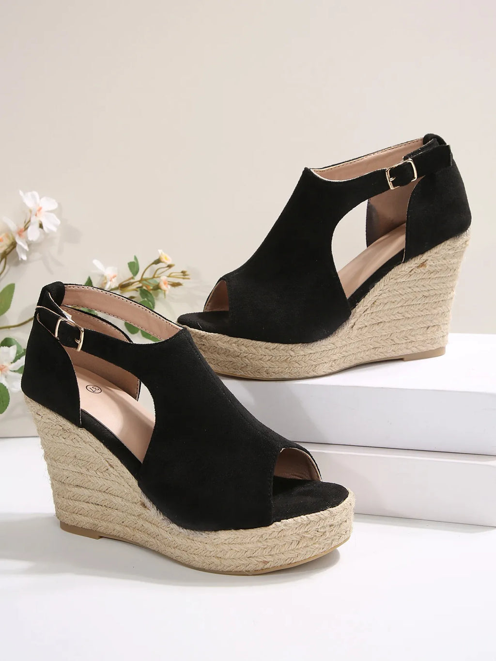 Espadrille Wedge Sandals with Ankle Strap