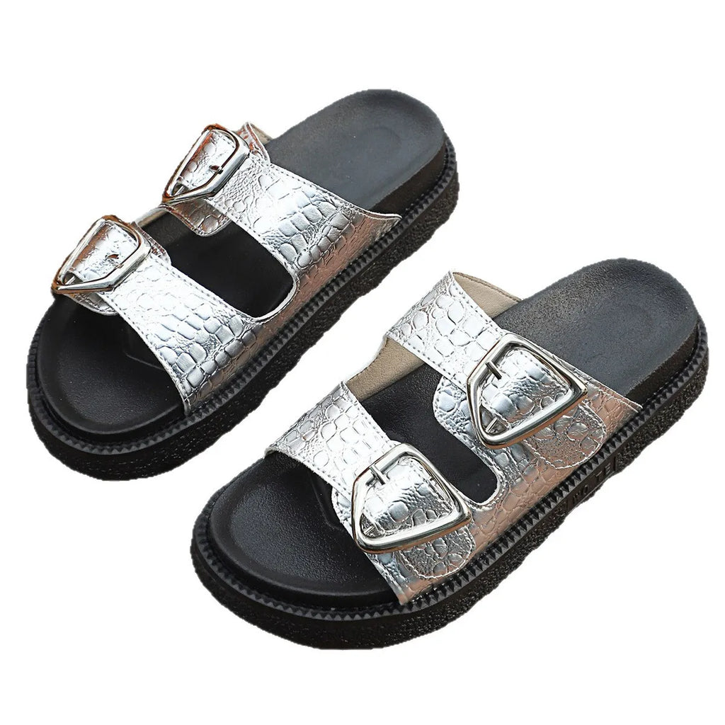Double Buckle Platform Sandals
