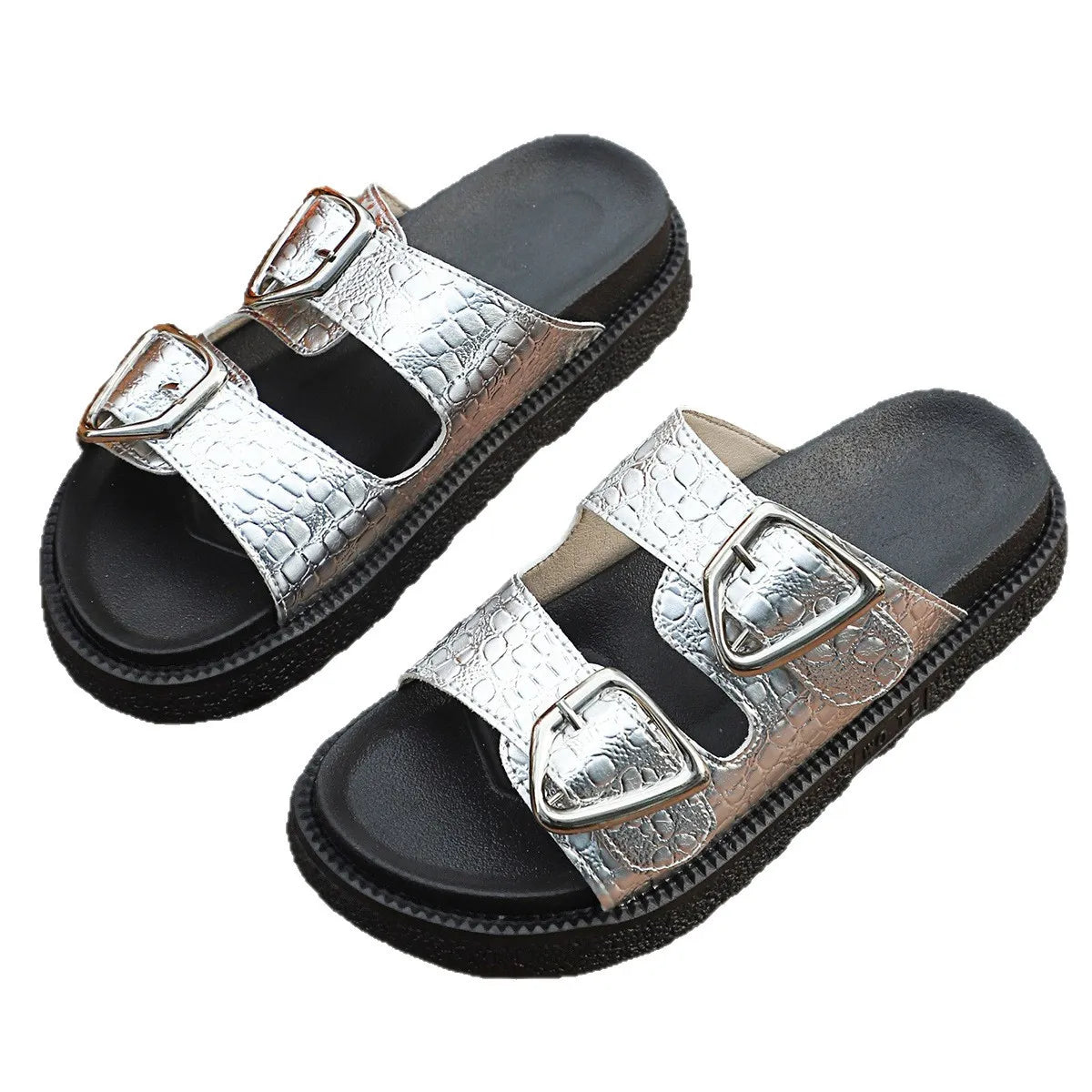 Double Buckle Platform Sandals