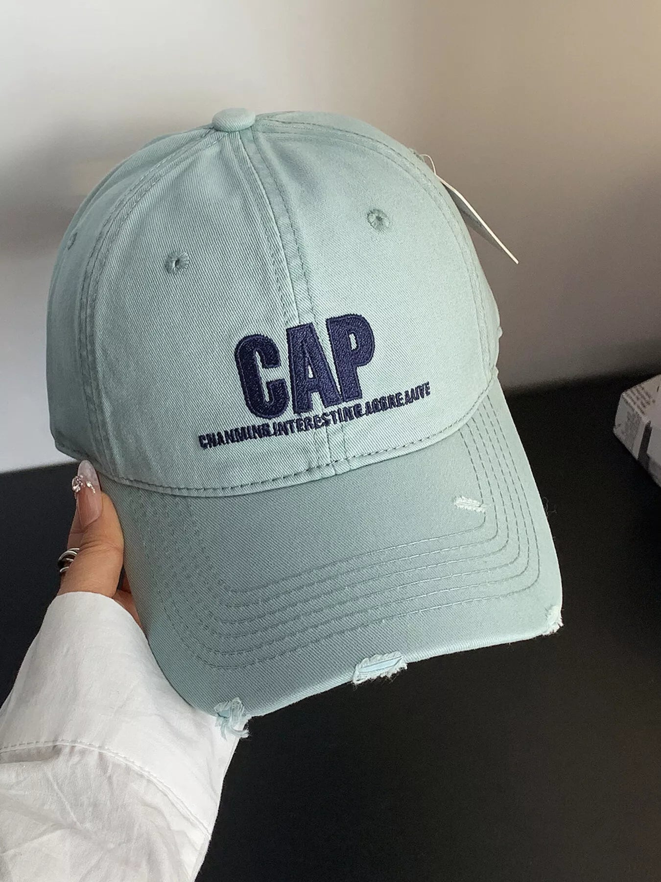 Embroidered Distressed Baseball Cap