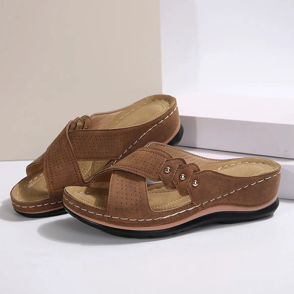 Crisscross Open Toe Wedge Sandals