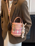Plaid Bucket Crossbody Bag