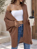 Waffle Knit Open Front Oversized Cardigan