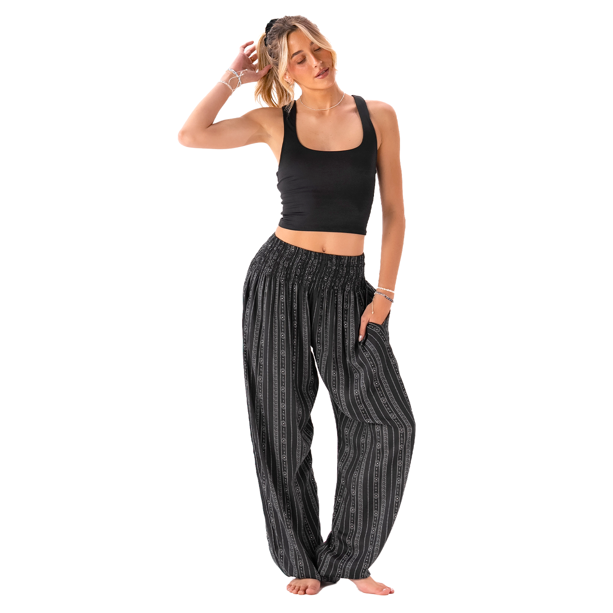 Akha Tribal Print Harem Pants with Pockets