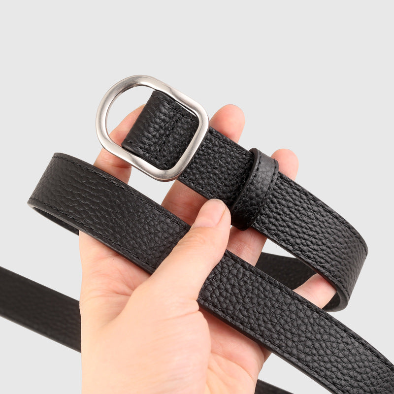 Leather Belt with Silver Buckle