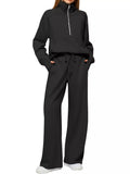 Half-Zip Sweatshirt and Wide-Leg Pants Set