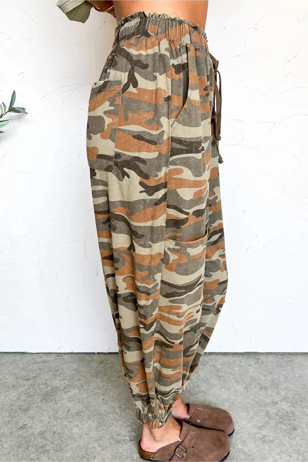 Camouflage Printed Drawstring Elastic Waist Jogger Pants