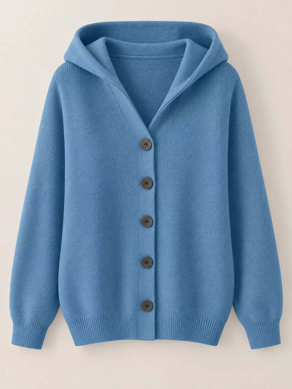 Full Size Hooded Button-Down Knit Cardigan Plus Size