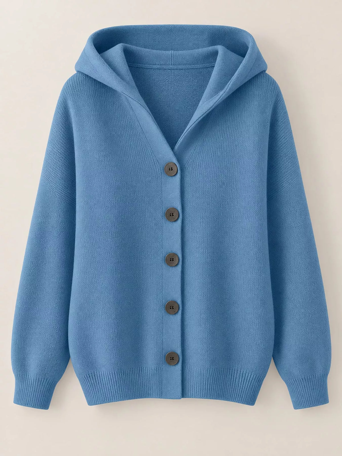 Full Size Hooded Button-Down Knit Cardigan Plus Size