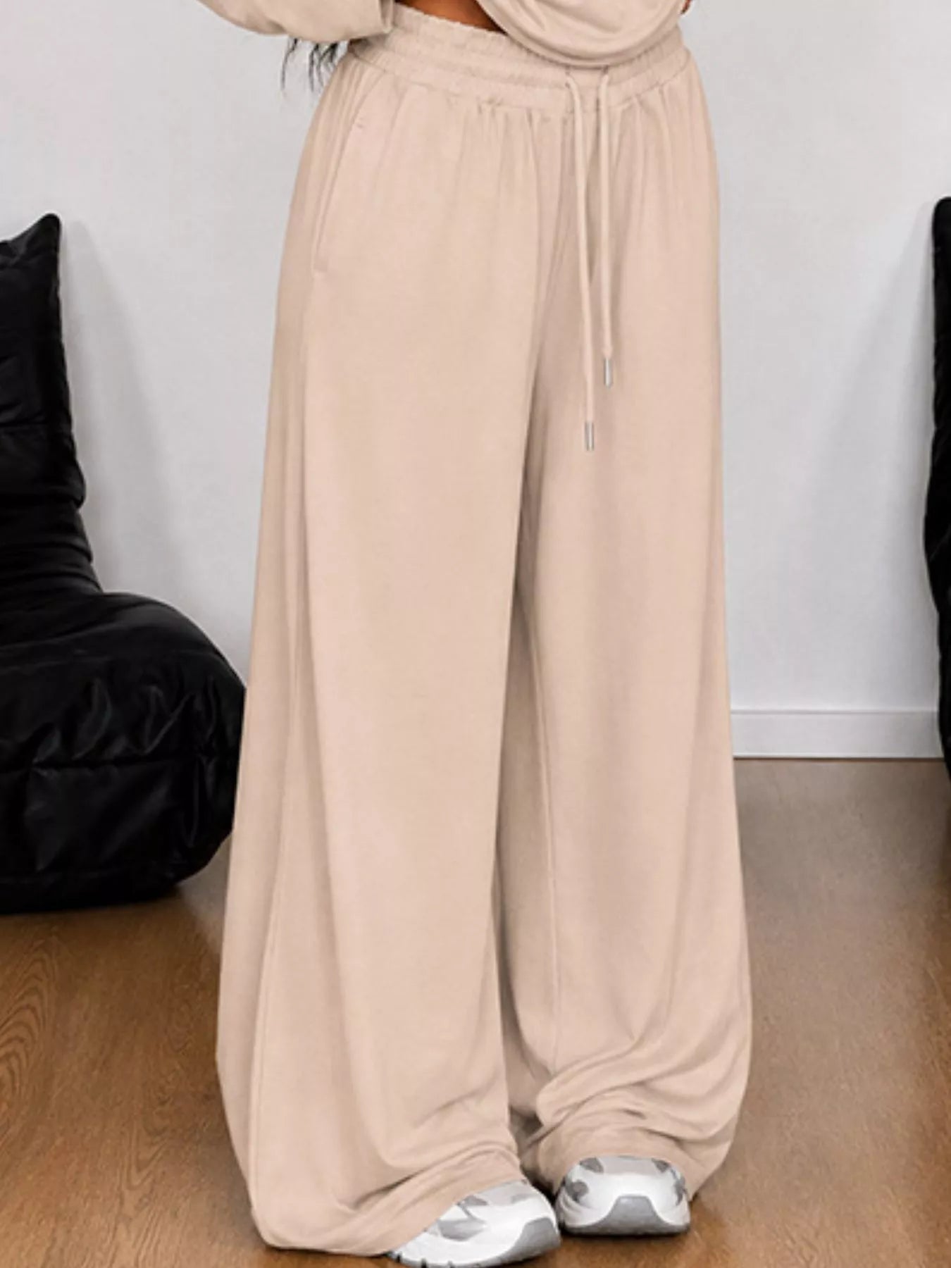 Full Size One-Shoulder Top and Drawstring Pants Set Plus Size